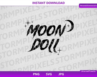 Moon Doll SVG, Witchy Gothic Moon Phase (digitale download)