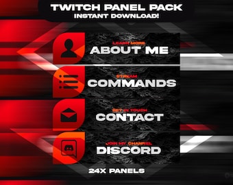 24 Twitch-panelen | Rode panelen | Zwarte oceaan | Direct downloaden