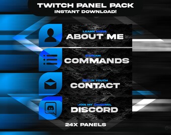 24 Twitch-panelen | Blauwe panelen | Zwarte oceaan