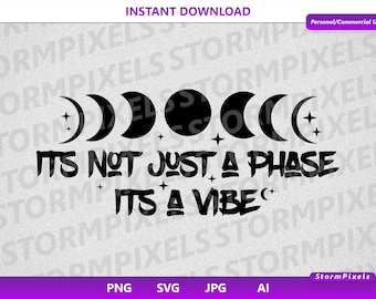 Witchy Moon Phases SVG, It's a Vibe Gothic Design (digitale download)
