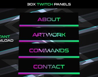 30x Twitch-panelen | Paars/Groen Paneelpakket | Directe download
