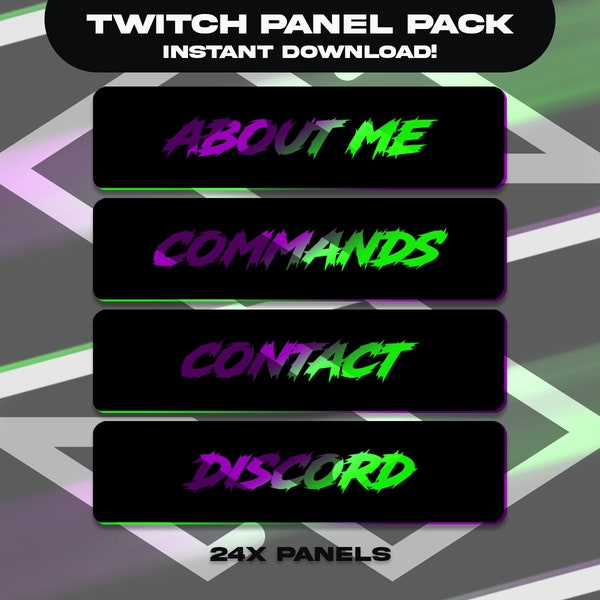 24x Twitch Panels|  Purple/Green 'Joker' Panels | Instant Download