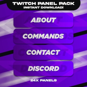24x Twitch Panels | Lila Puristische Tafeln
