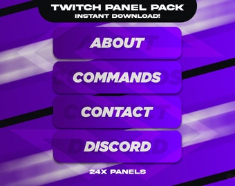 24 Twitch-panelen | Paarse simplistische panelen