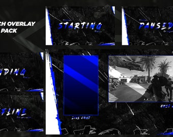 Twitch-overlaypakket | Blue Grunge Twitch-pakket | Direct downloaden