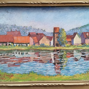 River Village Oil Painting by Mohammad Aref Najib