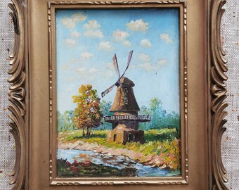 Autumn Landscape with a Windmill, painted by Mohammad Aref Najib