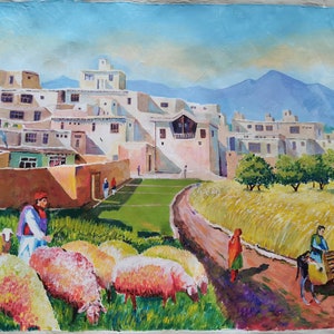 Painting of Kabul, Afghanistan Cityscape, Acrylic Painting by Mohammad Aref Najib