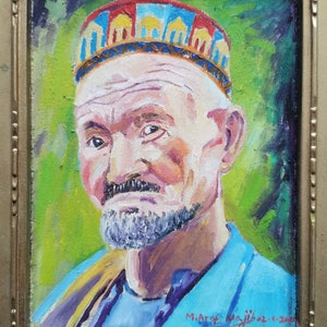 Hazara Portrait Afghan Art, oil painting by Mohammad Aref Najib