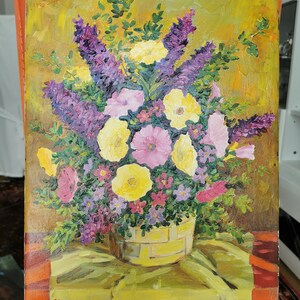 Flower Basket, Still Life Oil Painting by Mohammad Aref Najib