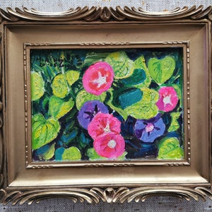 Oil Painting of Violett and Pink Flowers