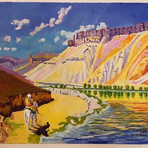 Afghan traveler in beautiful landscape of Band-e Amir National Park