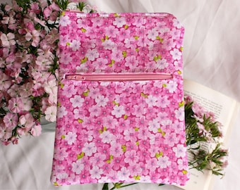 Dual Zip | Kindle Basic Sleeve | Secure eReader Case | eBook Protector | Top Zipper | Front Zip Pocket | Padded | Handmade