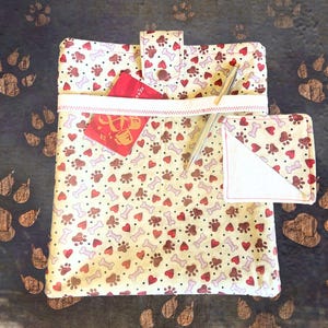 Animal Pattern, Medium Book Sleeve, See Through Front Pocket, Corner Bookmark: eReader Snap Pouch