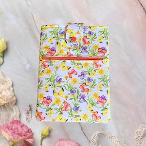 Mini-Buchhülle, Reißverschlusstasche vorne: Gepolsterte handgefertigte e-Reader-Schnapptasche