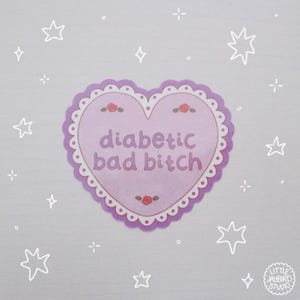 diabetic bad bitch with holographic waterproof vinyl sticker | cute, pretty, funny, chronic illness, laptop, water bottle, decal
