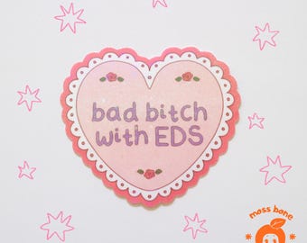 bad bitch with eds waterproof holographic vinyl sticker