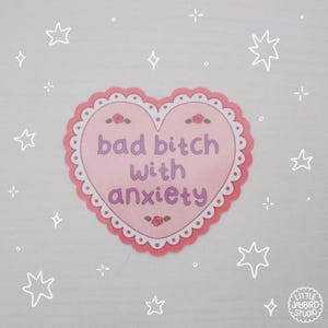 bad bib mit angst holografischer wasserfester vinyl aufkleber | niedlich, hübsch, witzig, chronische Krankheit, Behinderung, Laptop, Wasserflasche