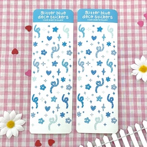 blaue Glitzer Deko Papiersticker | Toploader, Regenbogen, Pastell, Fotokarte, PC, Bujo, Bullet Journal, Kpop, Journal, Pen Pal, süß, Sticker