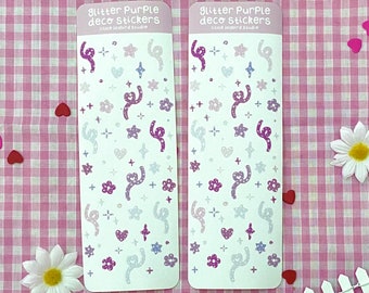 glitter purple deco paper stickers | toploader, rainbow, pastel, photo card, pc, bujo, bullet journal, kpop journal, pen pal, cute, stickers
