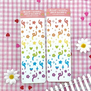 glitter rainbow deco paper stickers | toploader, pastel, photo card, pc, bujo, bullet journal, kpop journal, pen pal, cute, stickers