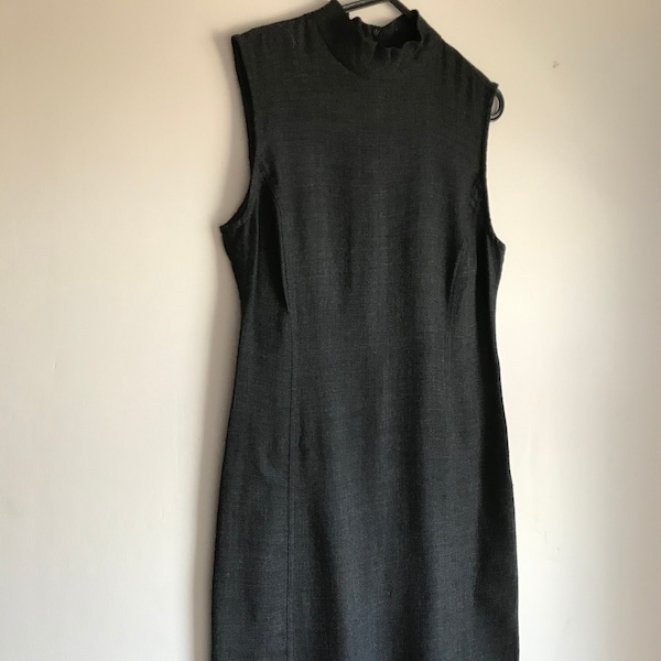 1990s Giorgio Armani High-neck Grey Sheath Dress