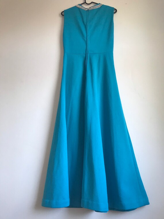 1960s Blue Maxi Dress with Silver Trim, by Richar… - image 5