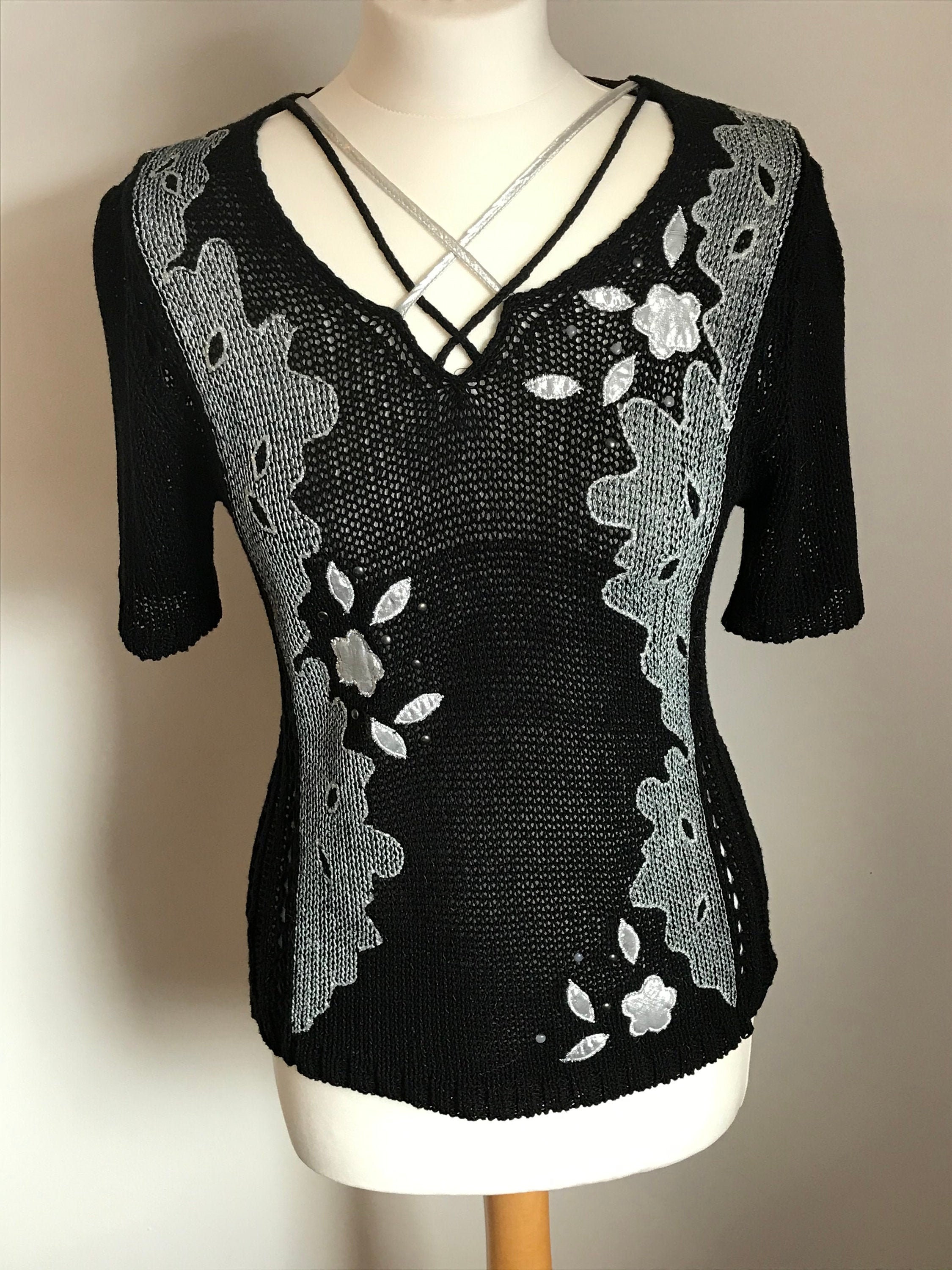 Women's Beaded and Embroidered Jumper Etsy
