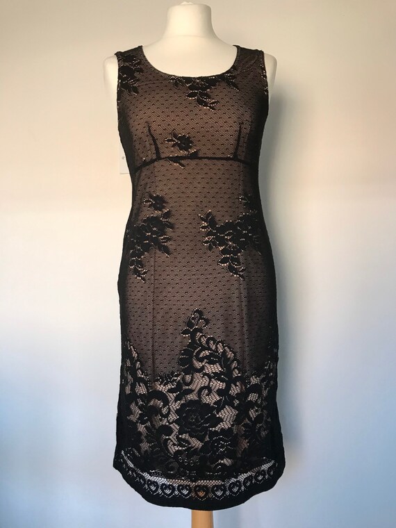 1990s Nude and Black Lace Sheath Dress - Etsy