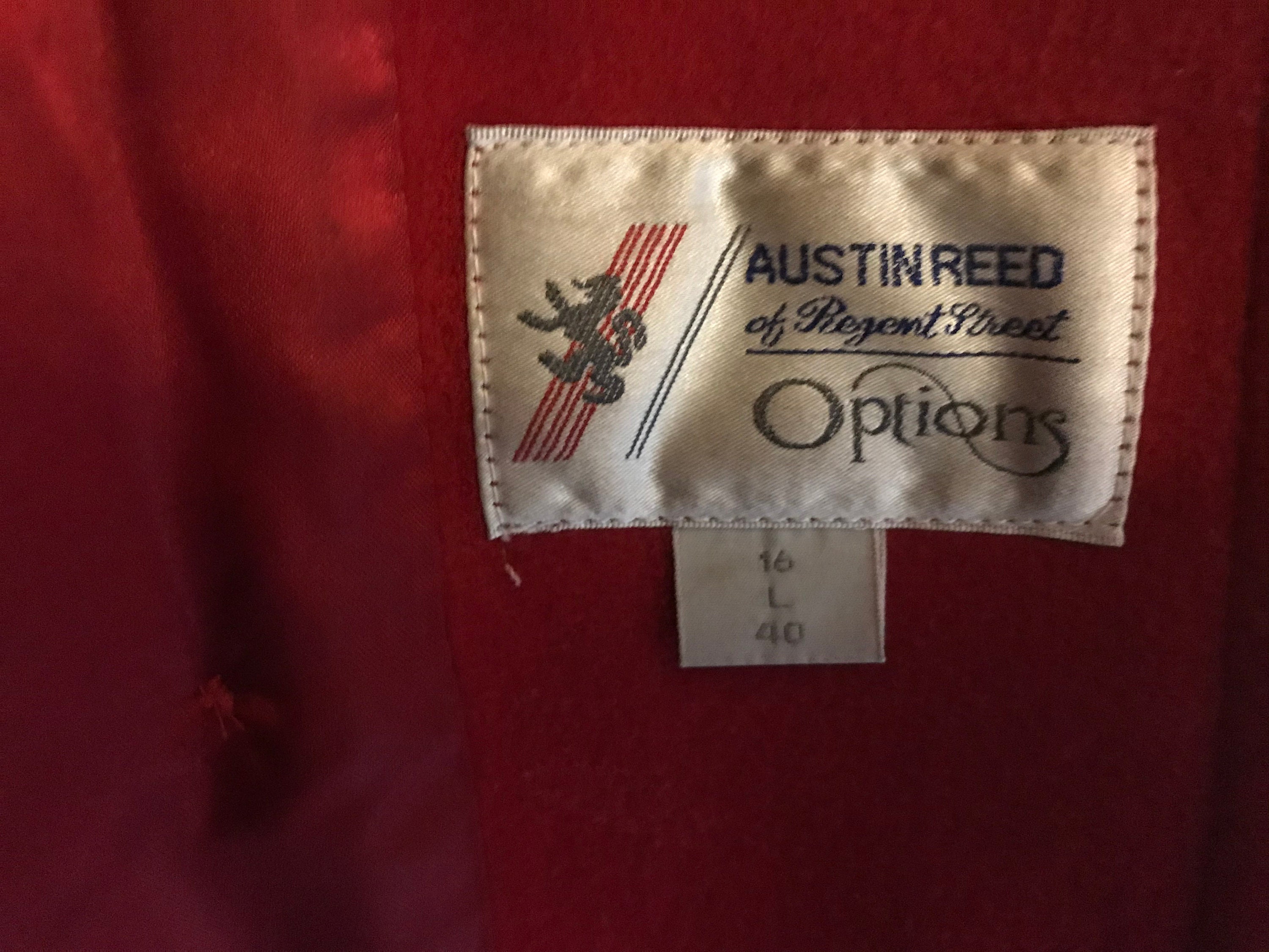 Stunning 1980s Red Wool and Cashmere Coat From Austin Reed of - Etsy UK