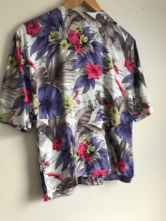 1980s Tropical Design Vintage Blouse - image 4