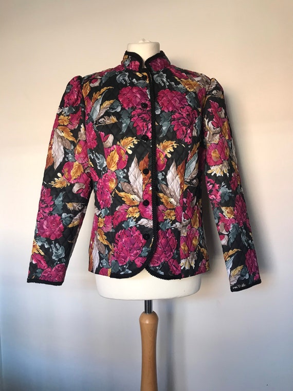 80s Euro vintage quilting jacket flower