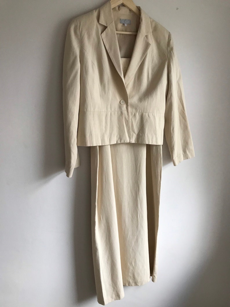 1990s Silk and Linen Maxi Dress and Jacket Co-ord Set 