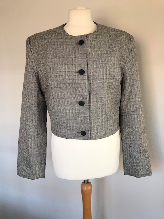 1980s Laura Ashley Silk and Wool Cropped Jacket - image 1