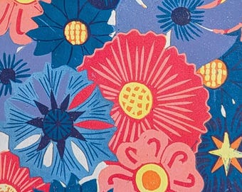 Handmade Limited Edition Lino Print - 'Flower Bomb'