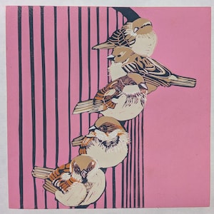 Handmade Limited Edition Lino Print - Central Perch