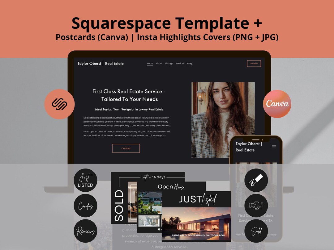 Squarespace Realtor Template Bundle Premium Real Estate Website