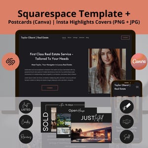 Squarespace Realtor Template Bundle Premium Immo Website Squarespace 7.1 Canva Marketing Set für Real Realtor Modern Homepage