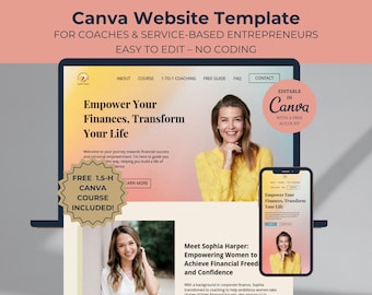 Canva Website Template For Coaches One-Page Coaching Sales Page Life Coach Course Landing Page