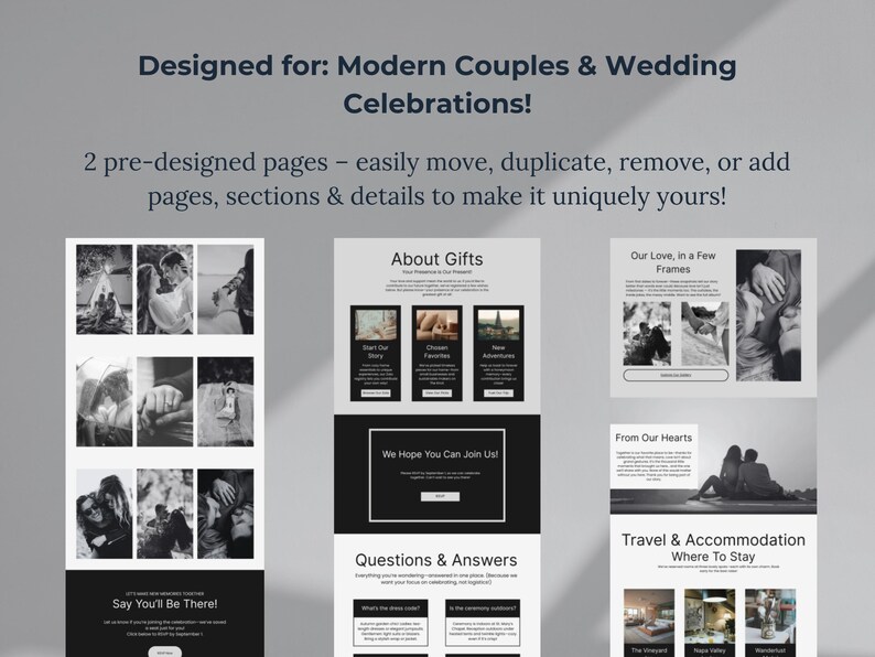 Couple Website Examples Wedding Website Template Canva Modern Wedding Invitation Site DIY ...