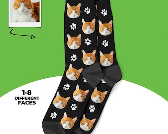 Calcetines de gato personalizados, calcetines de gato personalizados, calcetines con foto de gato, regalo divertido para gatos, calcetines para amantes de los gatos, regalo para mamá gata, regalo para papá gata, calcetines con cara