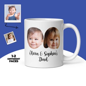 Baby Faces Mug, Personalized Photo Mug Gift, Custom Baby Face Coffee Mug, Grandchild Mug For Dad, Father&#39;s Day, Custom Mug, Gift For Grandpa