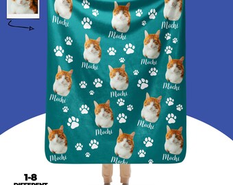 Custom Cat Photo Blanket, Personalized Pet Keepsake