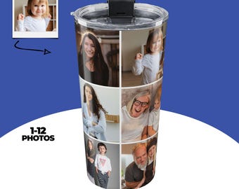 Custom Photo Collage Tumbler, Personalized Photos Tumbler With Text, Customized Travel Mug, Personalized Gift, Gift For Dad, Gift For Mom