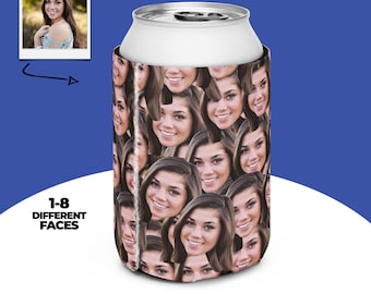 Custom Photo Can Cooler, Funny Birthday Favor, Personalized Photo Can Cooler, Funny Faces Can Cooler, Party Gift, Custom Drink Sleeve