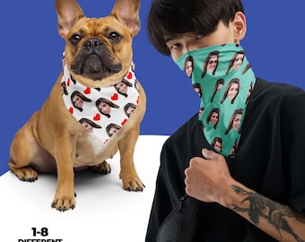 Pañuelo facial personalizado, pañuelo con foto personalizada, pañuelo con foto personalizado, regalo divertido, regalo personalizado, mascarilla única, idea de regalo novedosa