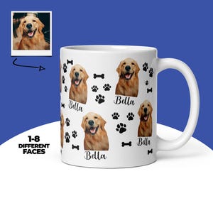 Benutzerdefinierte Hundebecher, personalisierter Hundebecher, Hunde Fotobecher, Hundegesicht Becher, Haustier-Liebhaber-Geschenk, Hundemama-Geschenk, Hundepapa-Geschenk, kundenspezifischer Haustier-Bildbecher