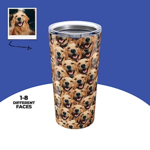 Custom Dog Faces Tumbler, Personalized Pet Photo Mug, Gift For Dog Lover, Custom Dog Tumbler, Personalized Pet Tumbler