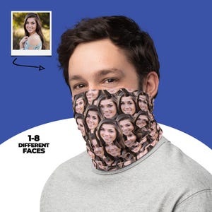 Bandana personalizada para o pescoço, protetor de pescoço personalizado, bandana com foto, bandana divertida para presente, acessório para a cabeça para ele e para ela, bandana com máscara facial com foto