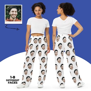 Custom Face Pajamas, Funny Personalized Pants, Photo Pajama Bottoms Gift, Face On Pants, Gift for Couples, Personalized Gift, Gift For Him